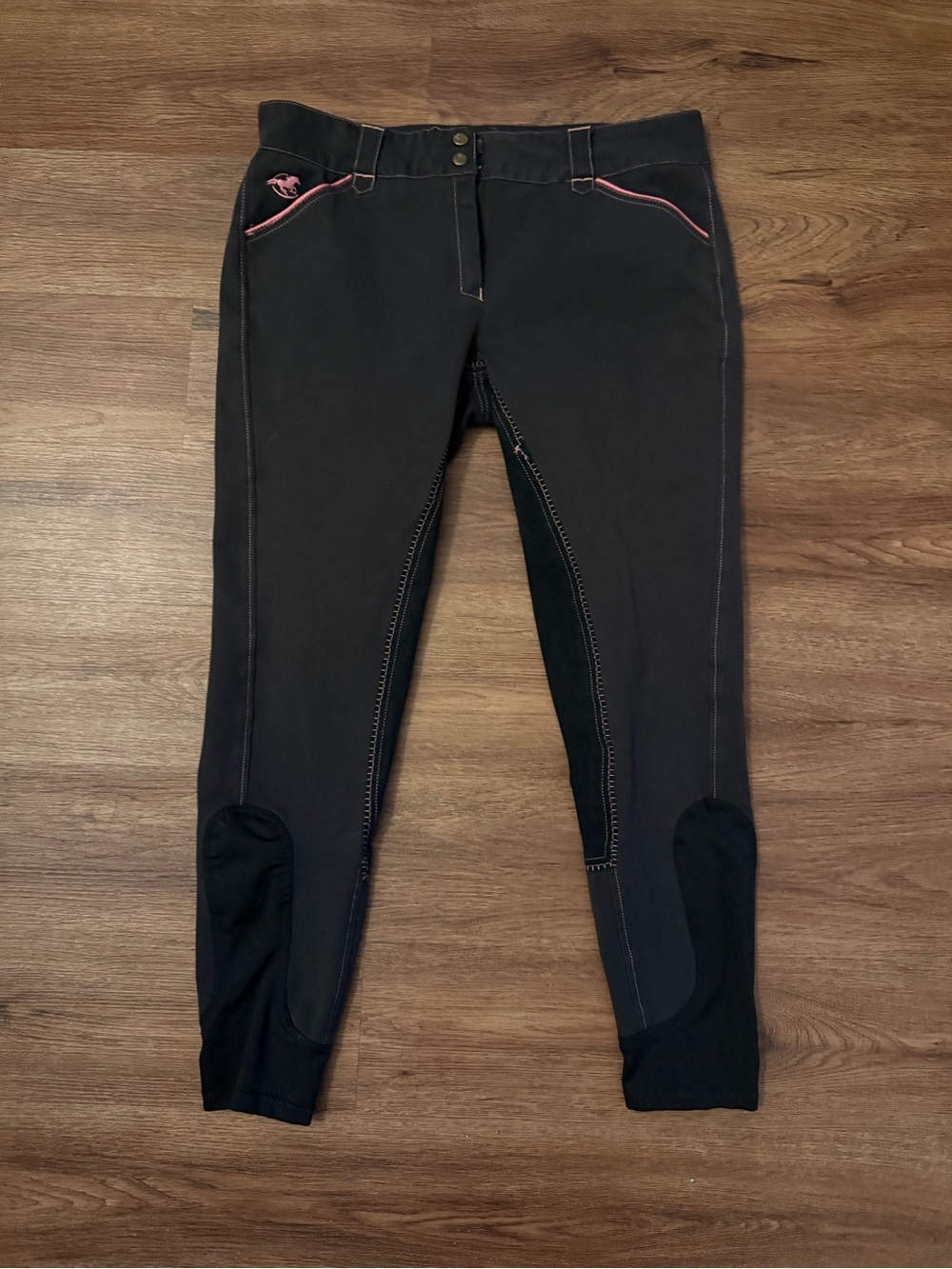 Black Women's Riding Breeches with Pink Trim